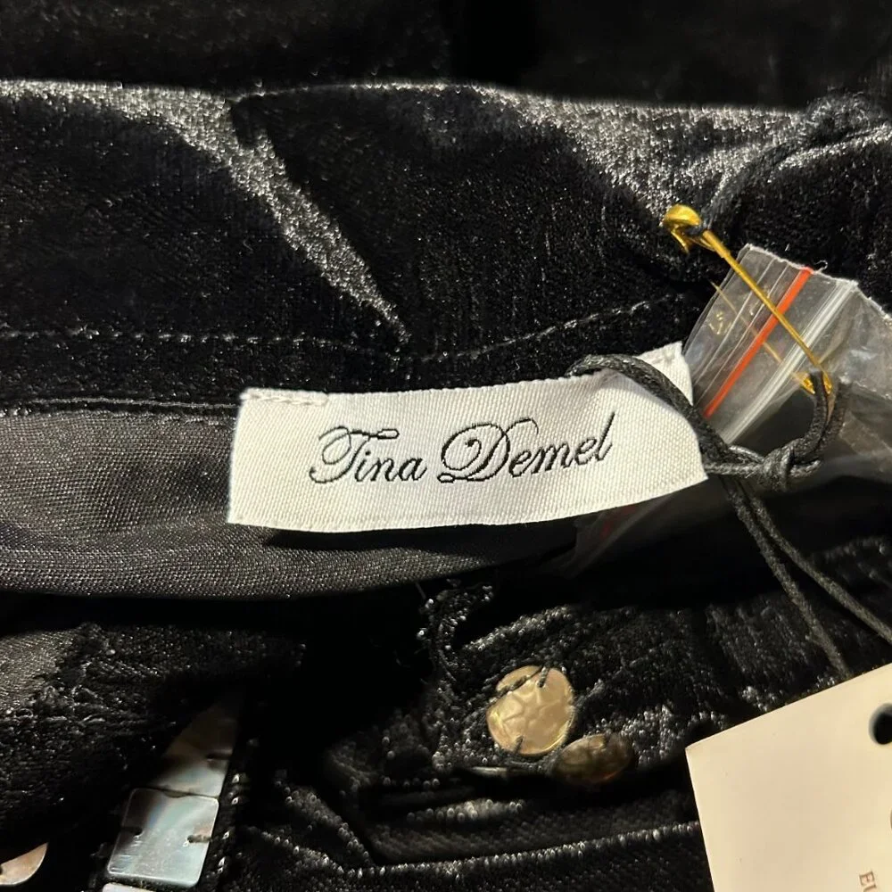 NWT Tina Demel Black Velvet Mirrored Embellished Peter Pan Collar Capelet OS - Picture 13 of 14